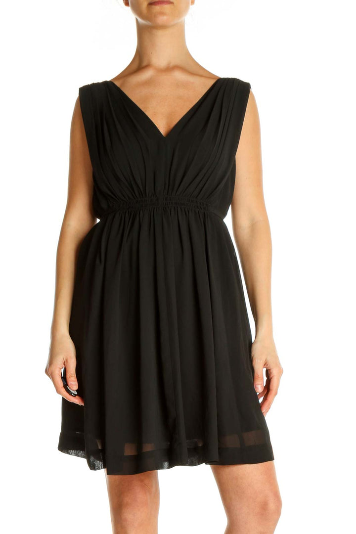 Black Solid Day Fit & Flare Dress