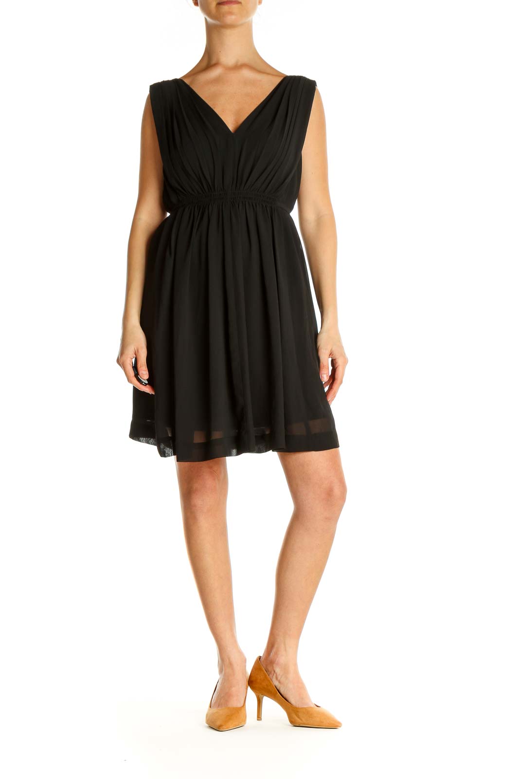 Black Solid Day Fit & Flare Dress