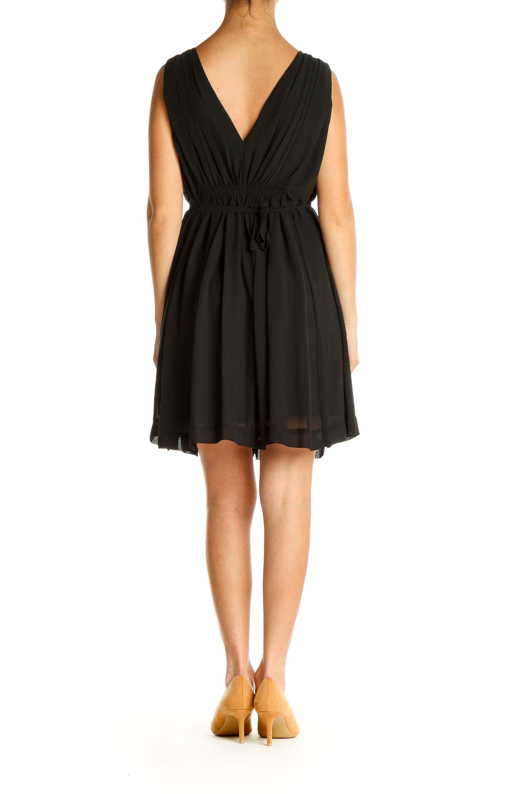 Black Solid Day Fit & Flare Dress