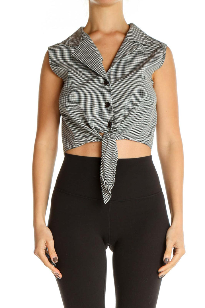 Black Gingham Tie Top