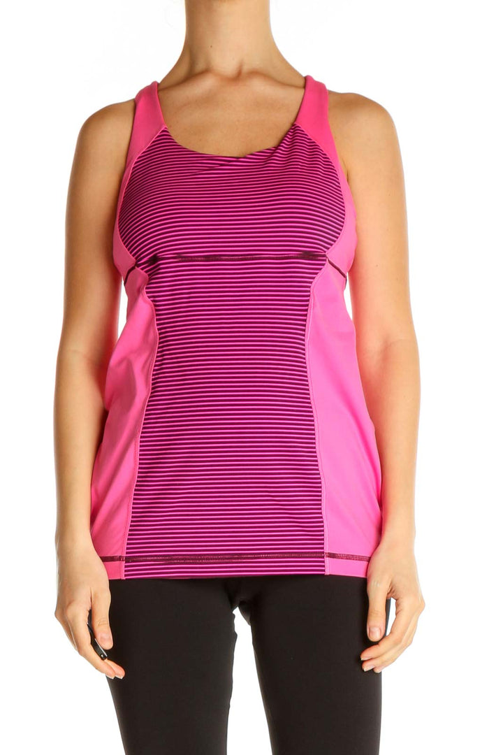 Pink Striped Activewear Tank Top