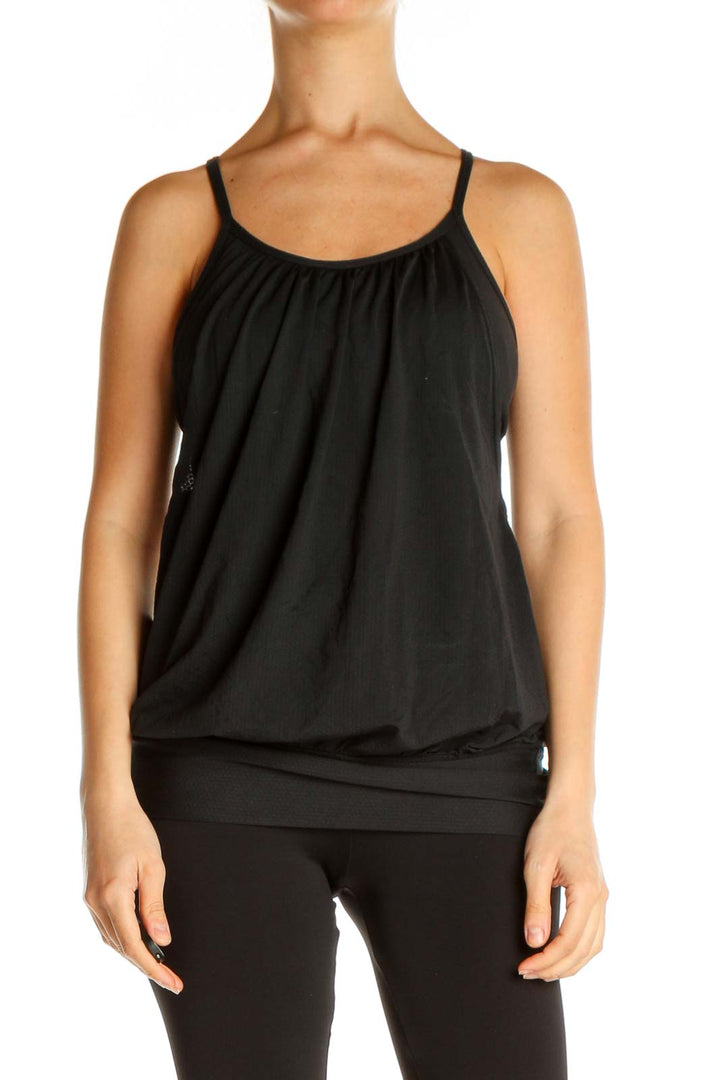 Black Solid Activewear Top