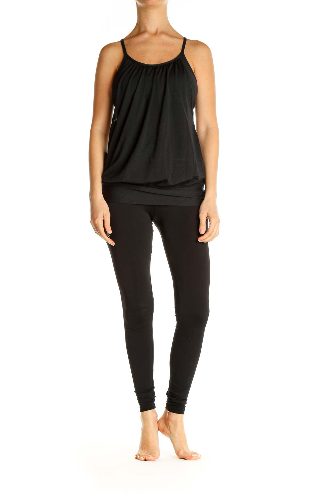 Black Solid Activewear Top