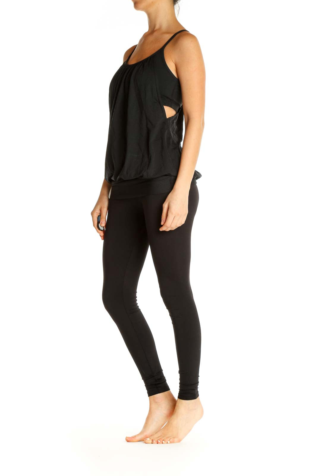 Black Solid Activewear Top