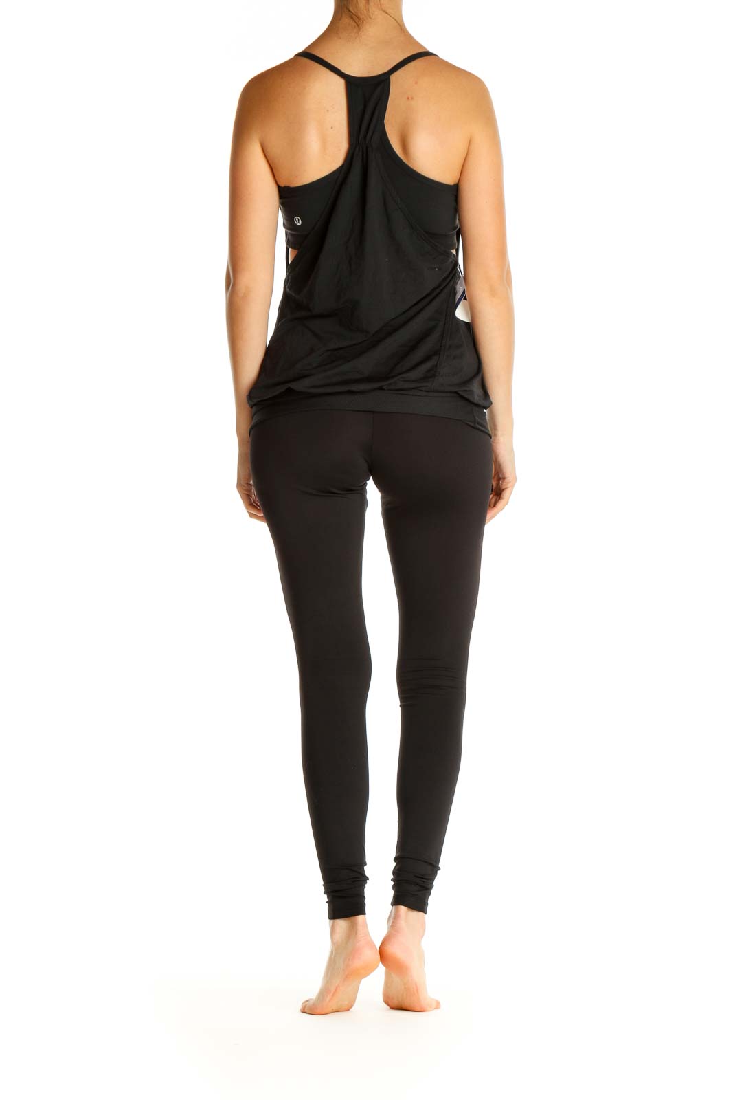 Black Solid Activewear Top