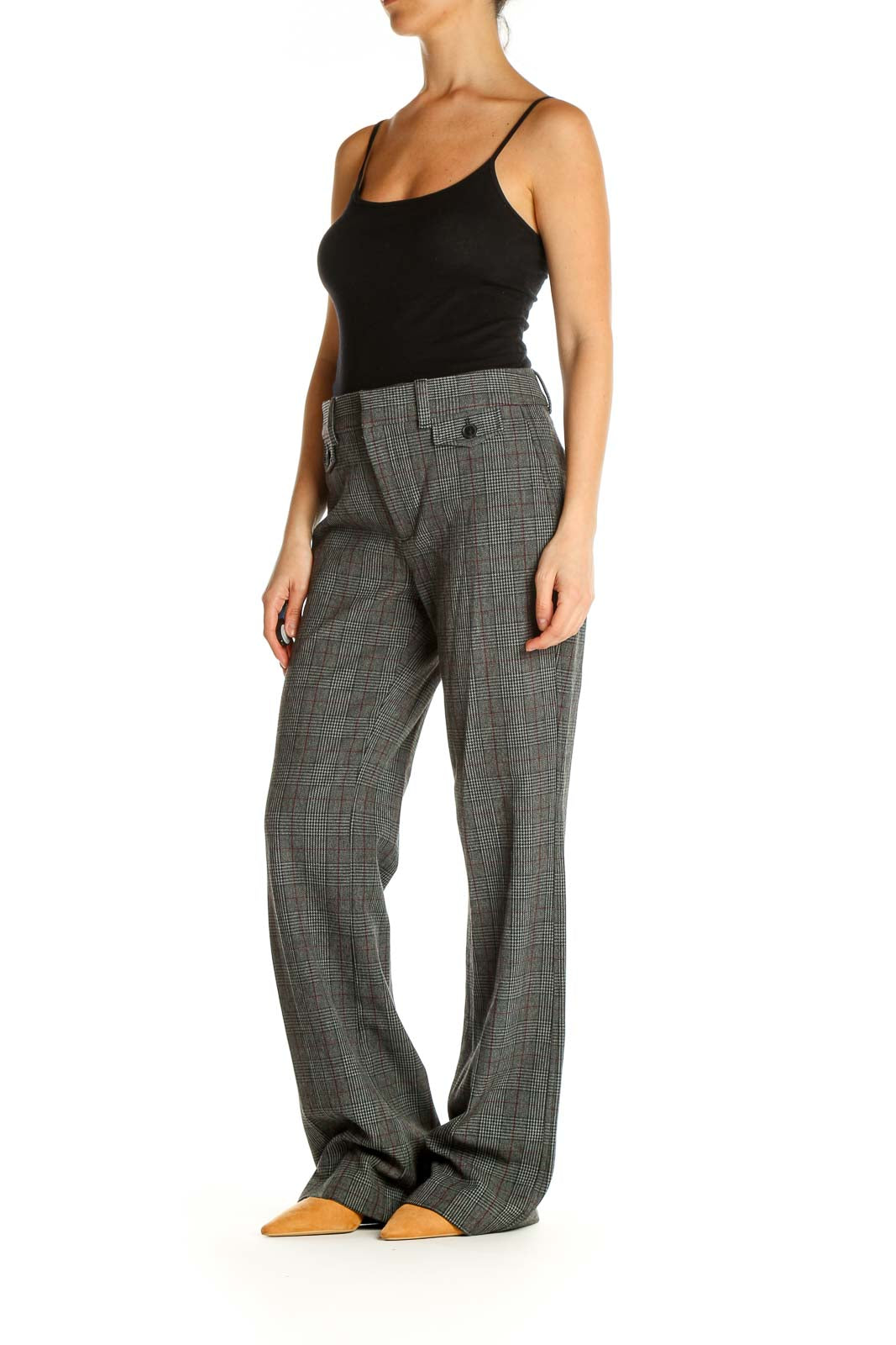 Gray Checkered Retro Trousers