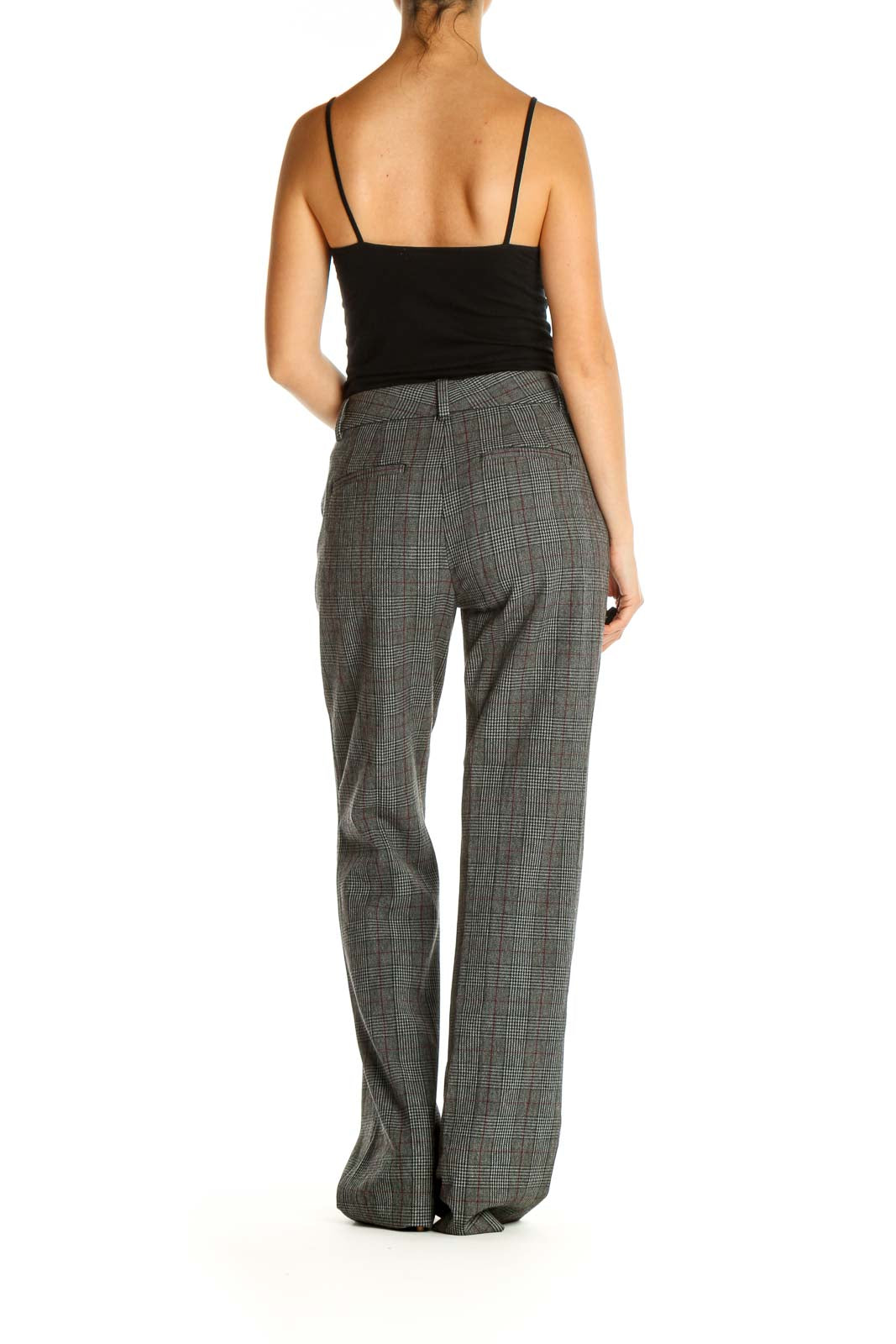 Gray Checkered Retro Trousers