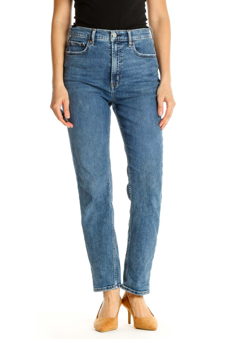 Blue Straight Leg Jeans