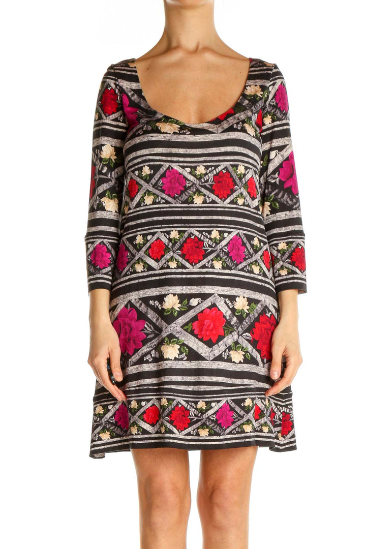 Brown Aztec Print Day Shift Dress