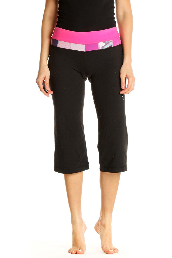 Black Colorblock Activewear Capri Pants