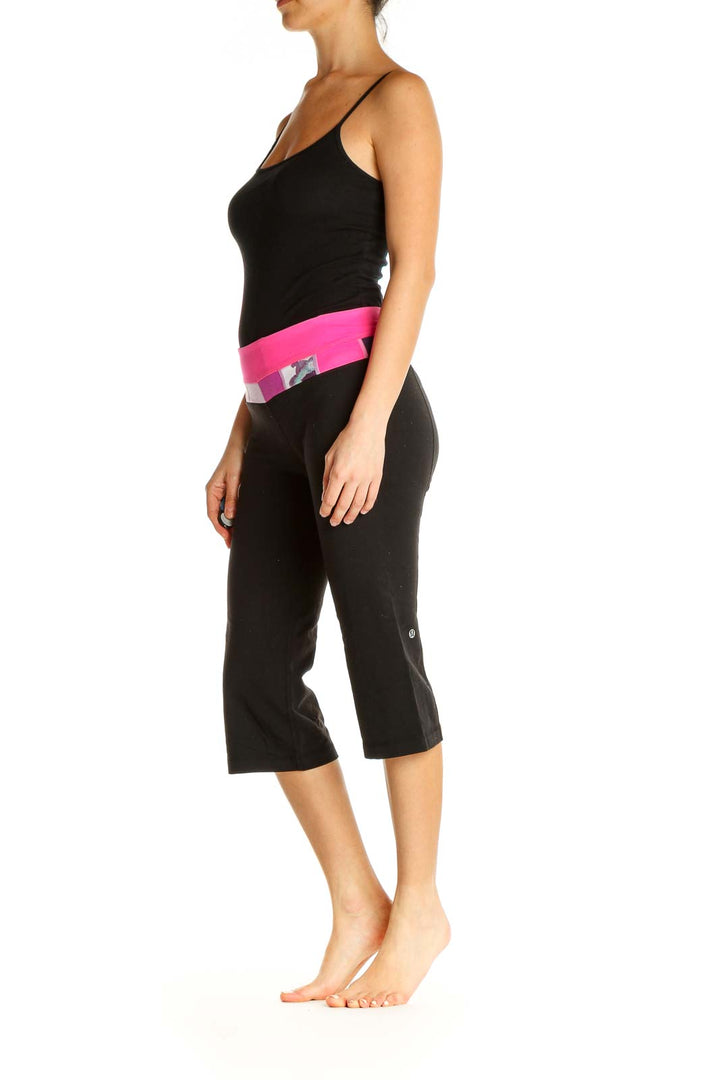 Black Colorblock Activewear Capri Pants