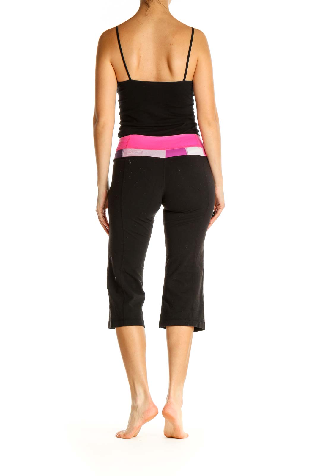 Black Colorblock Activewear Capri Pants