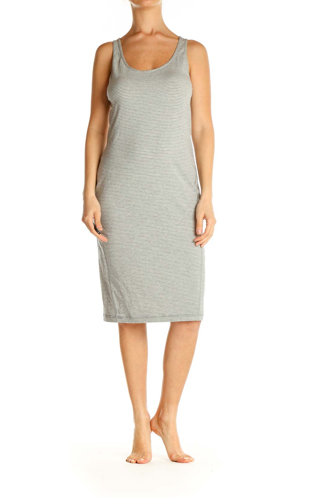 Green Solid Day Sheath Dress