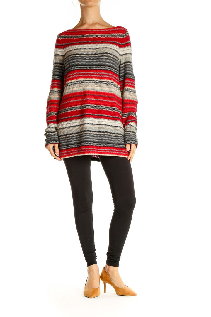 Red Striped All Day Wear Sweater