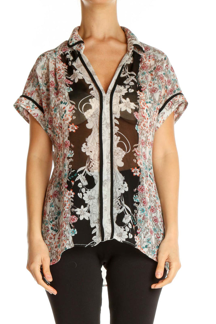 Brown Floral Print Bohemian Shirt