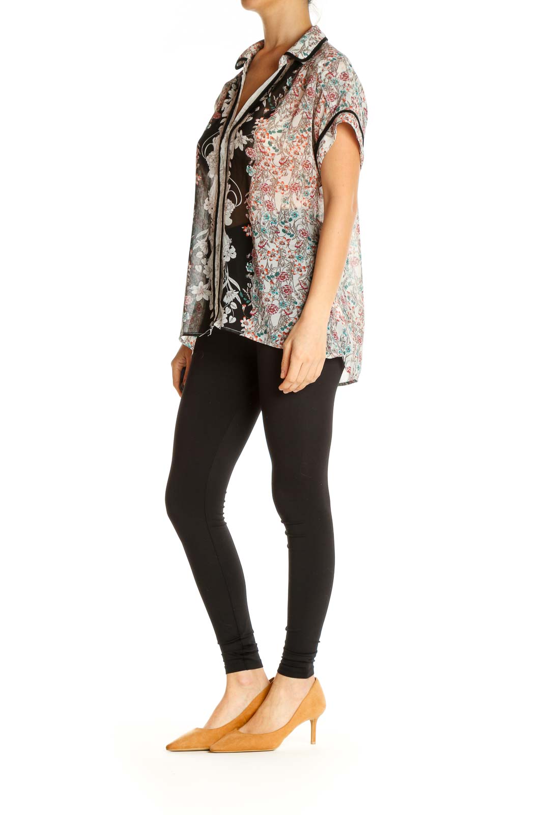 Brown Floral Print Bohemian Shirt