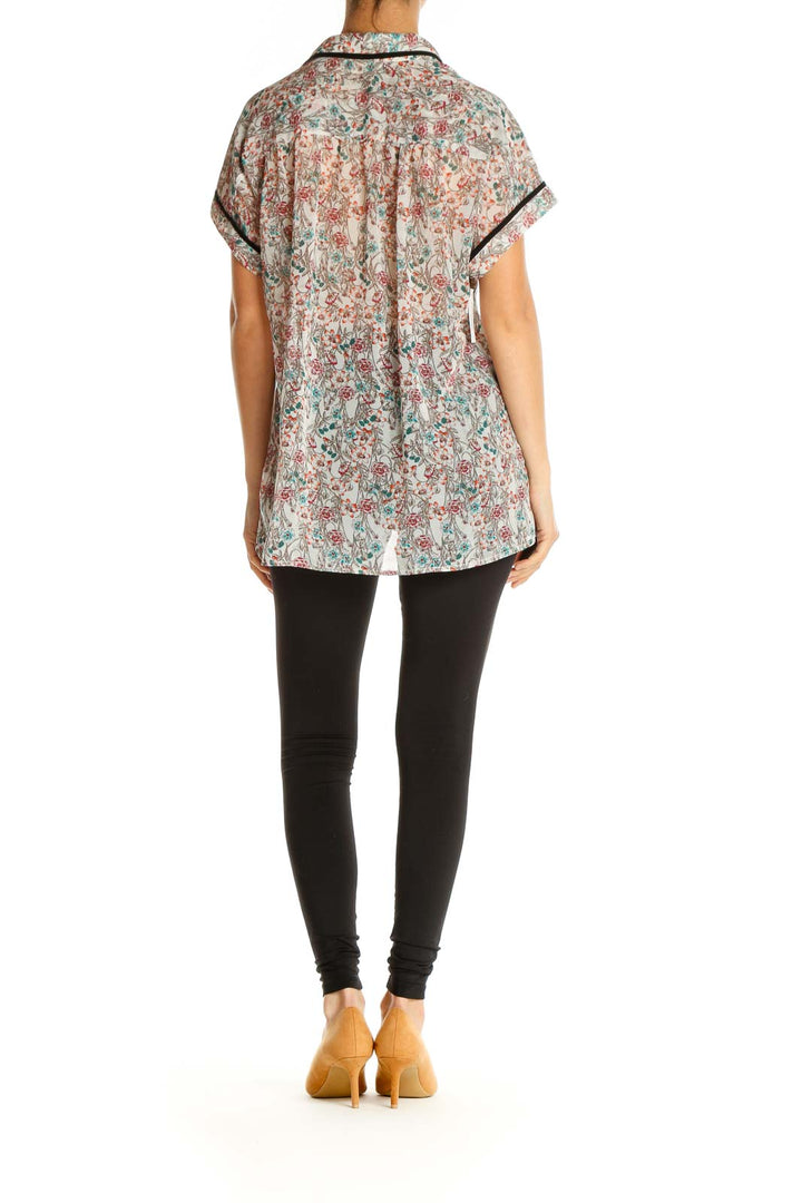 Brown Floral Print Bohemian Shirt