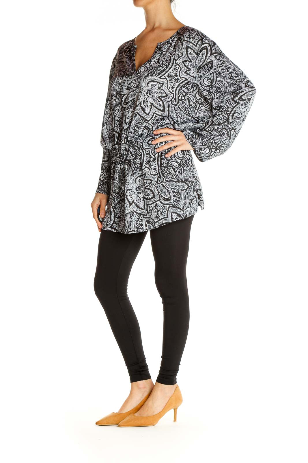 Gray Paisley All Day Wear Blouse