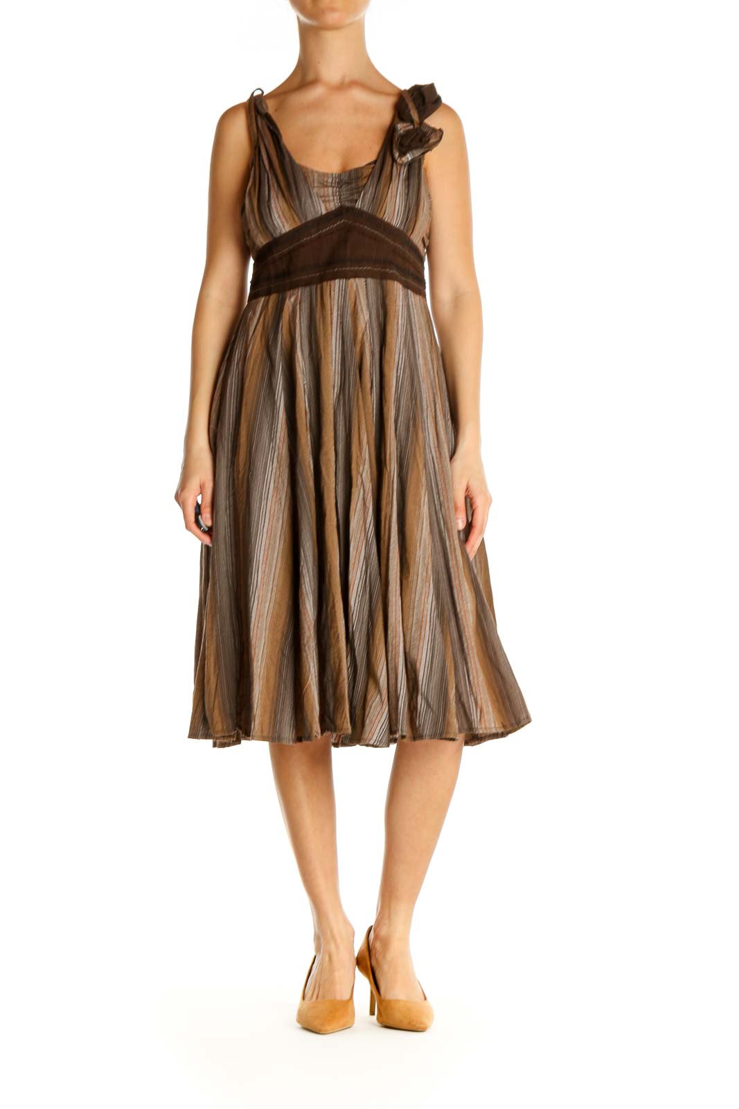 Brown Solid Day Fit & Flare Dress