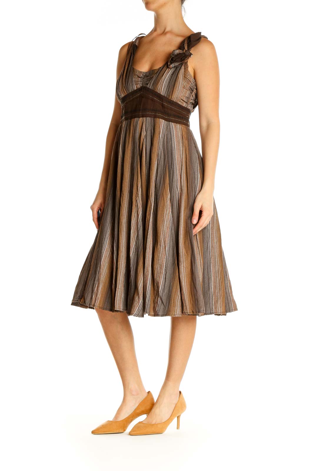 Brown Solid Day Fit & Flare Dress