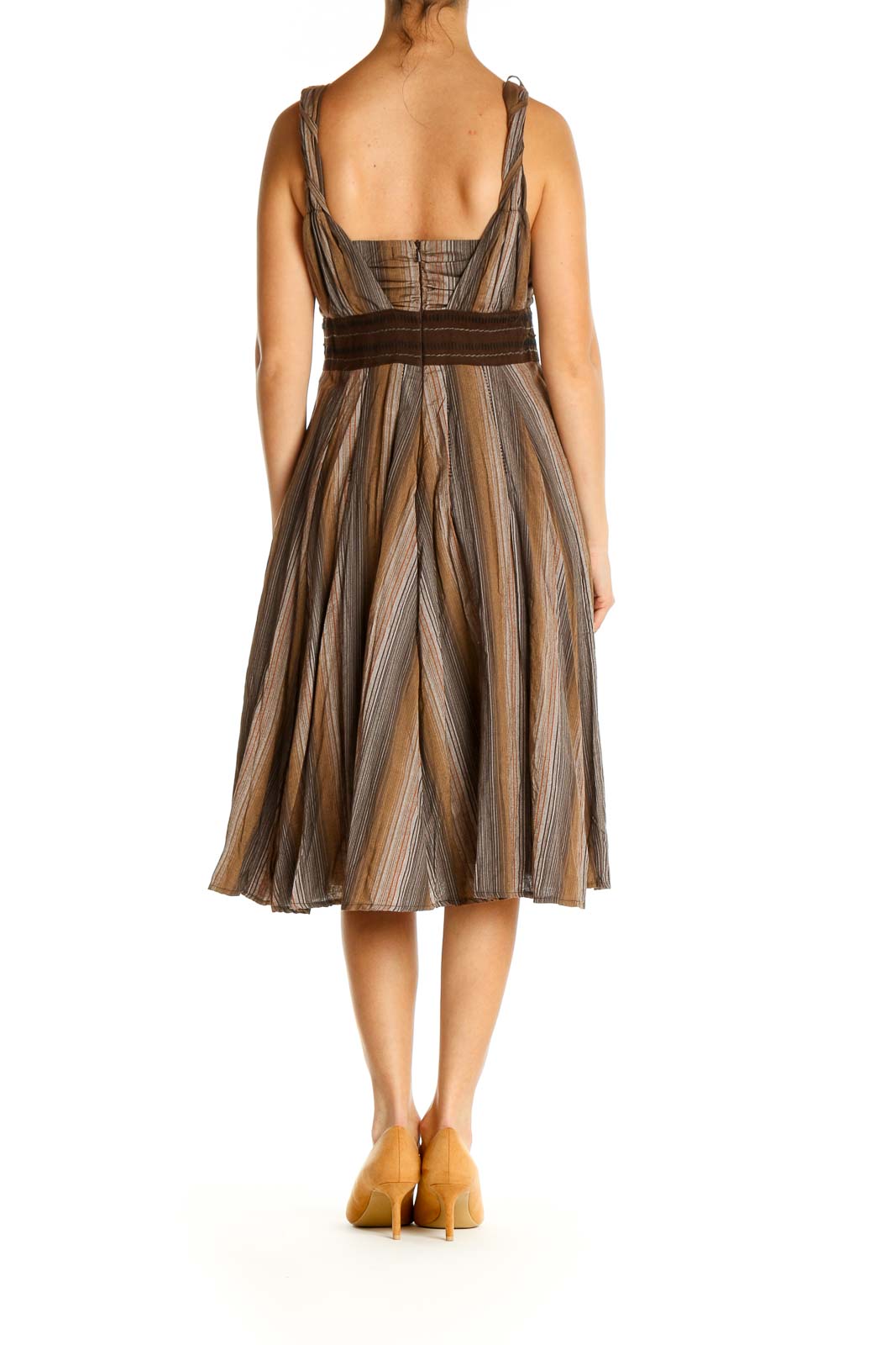 Brown Solid Day Fit & Flare Dress