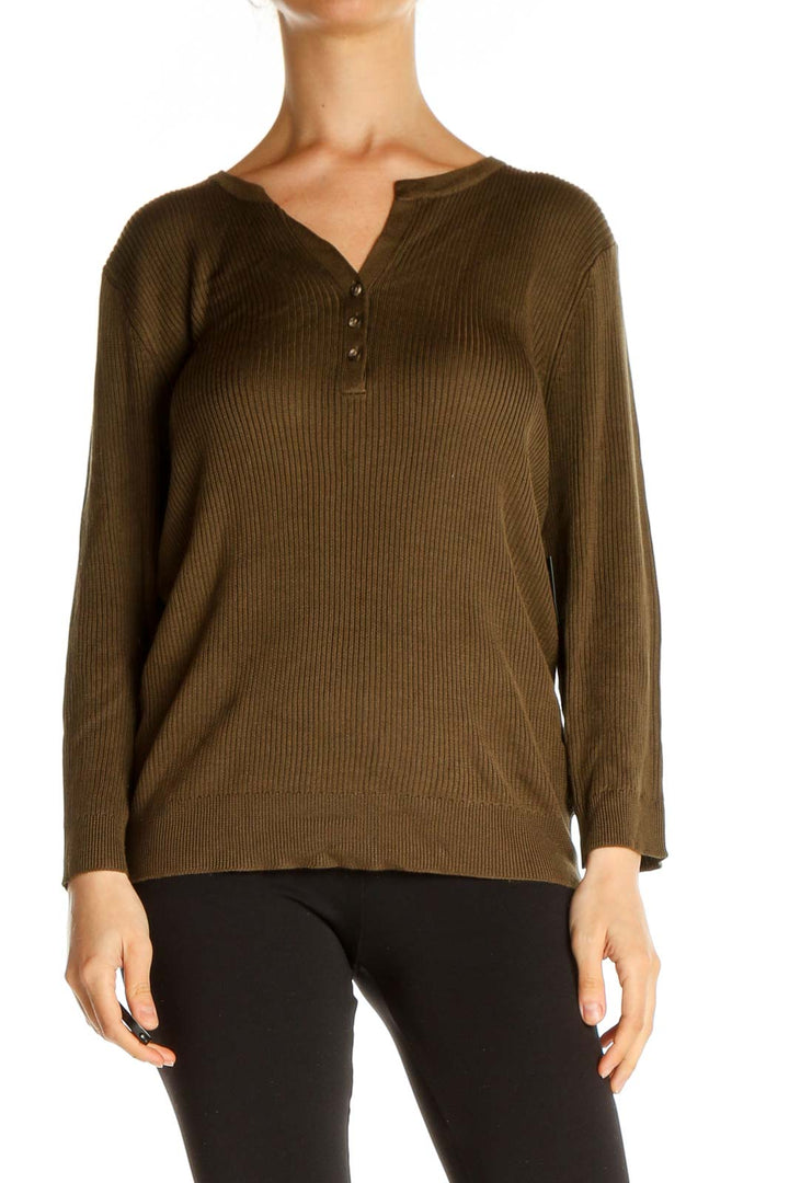 Brown Solid All Day Wear Sweater