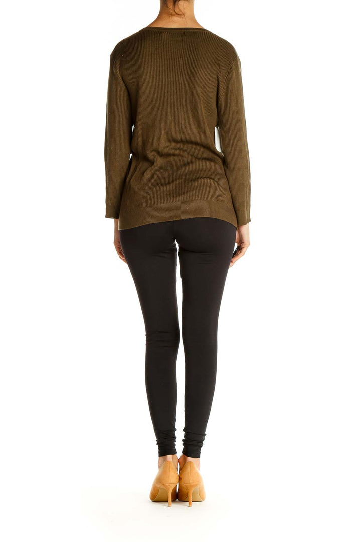 Brown Solid All Day Wear Sweater