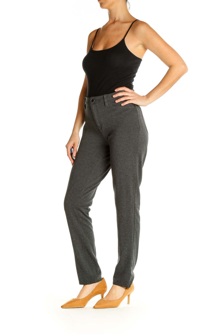 Gray Textured Casual Trousers