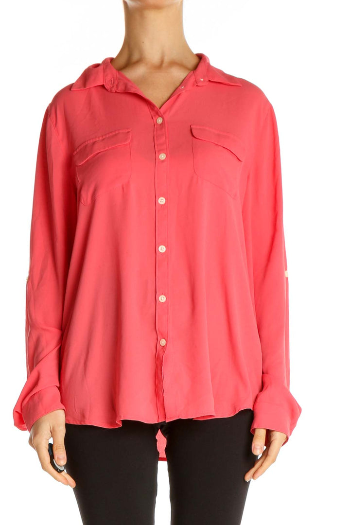 Pink Solid Casual Shirt