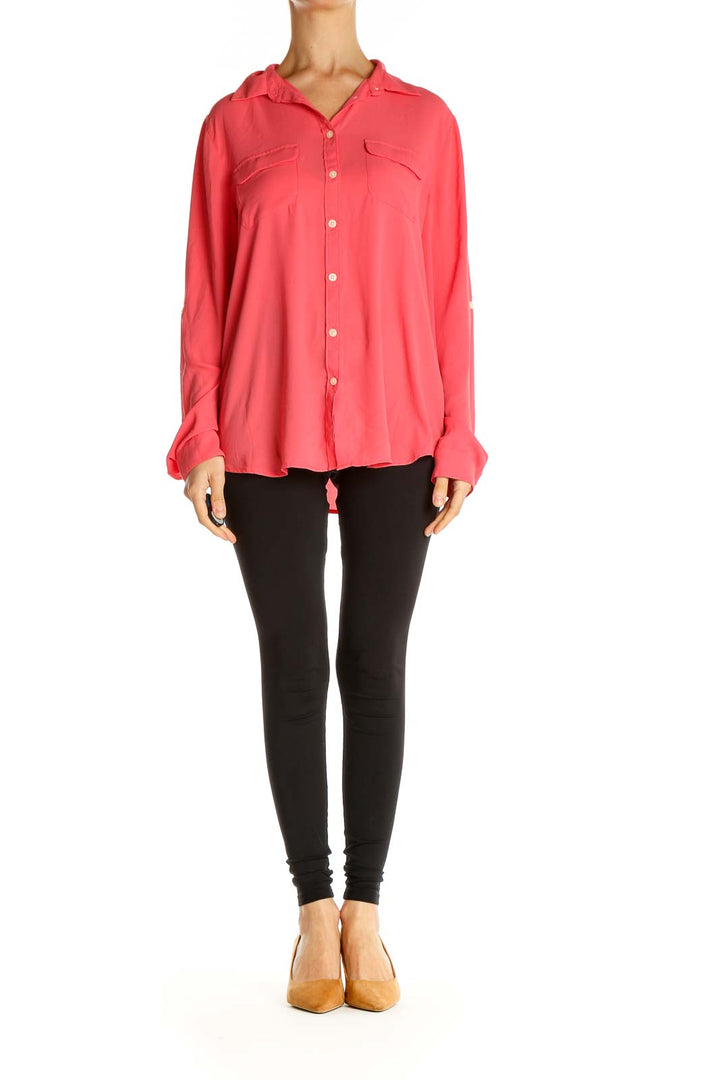 Pink Solid Casual Shirt