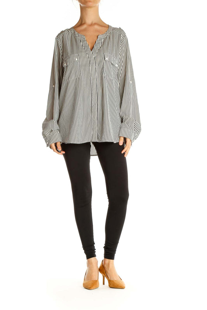 Gray Striped All Day Wear Blouse