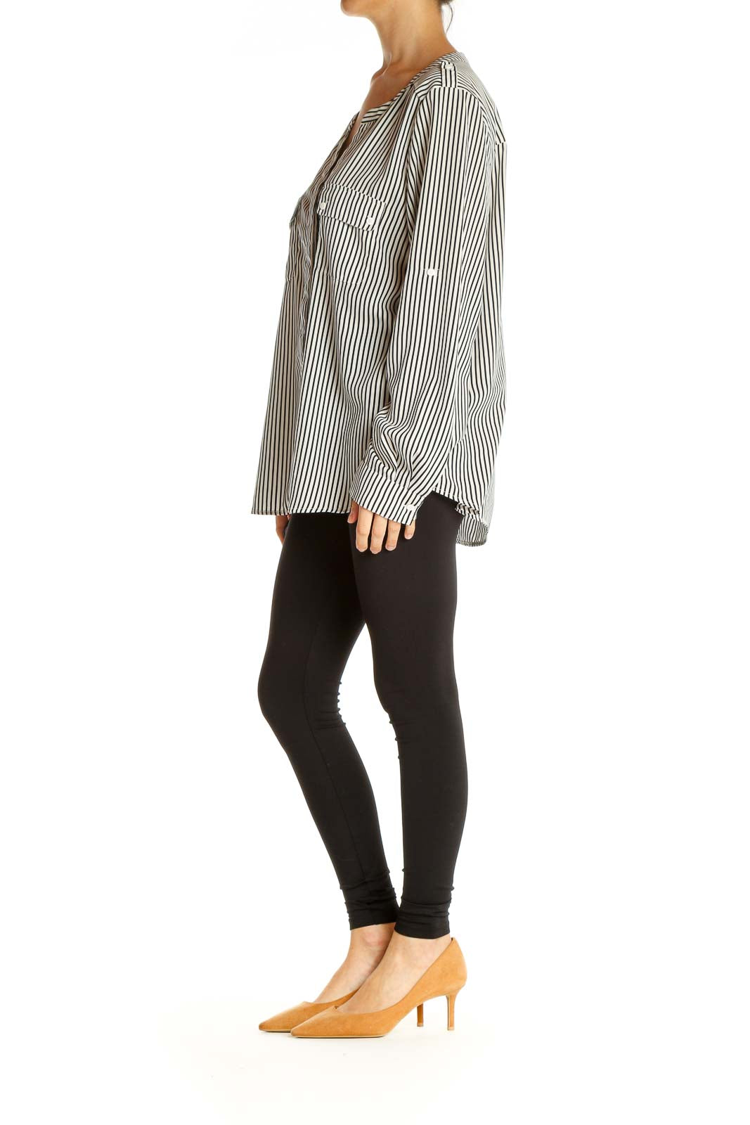 Gray Striped All Day Wear Blouse