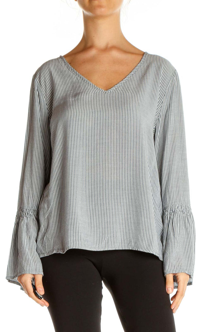 Gray Striped Brunch Blouse