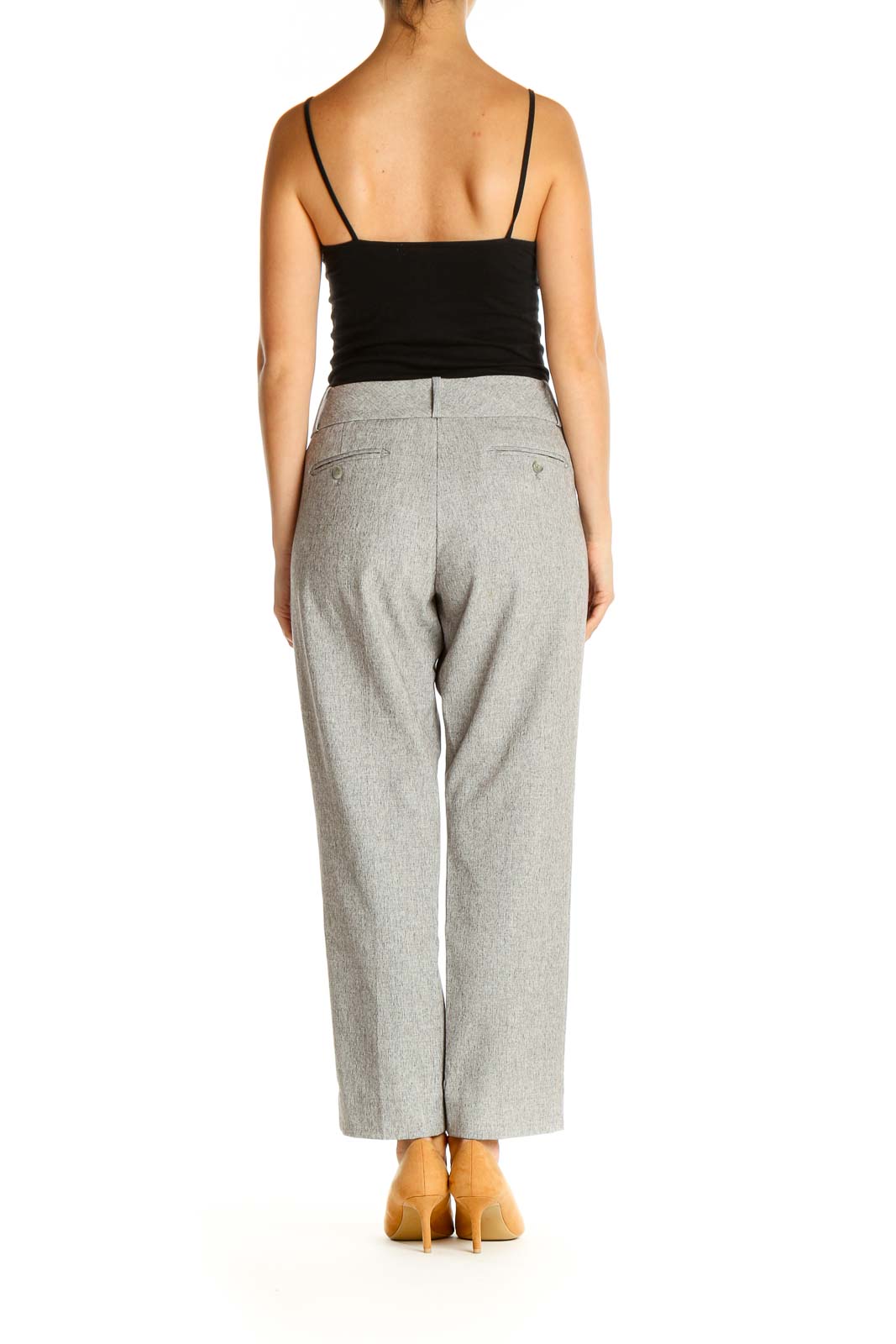 Gray Textured Casual Trousers