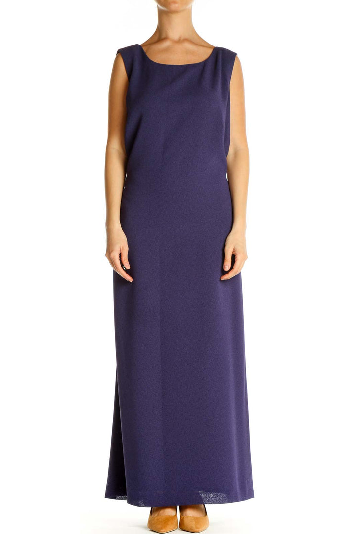 Purple Solid Cocktail Column Dress