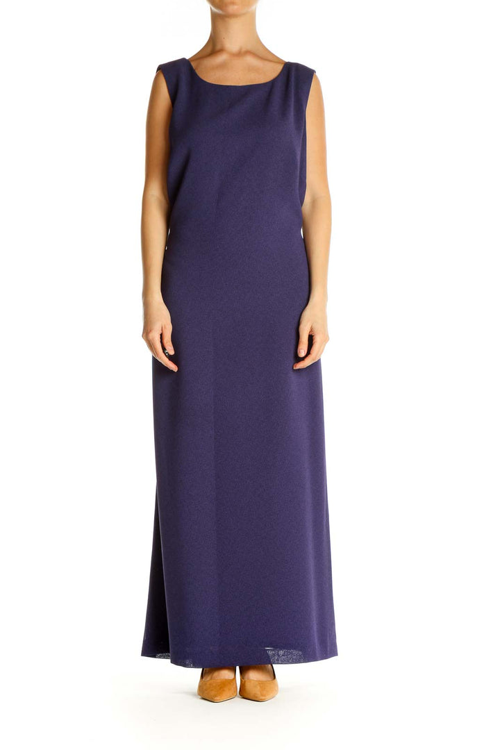 Purple Solid Cocktail Column Dress