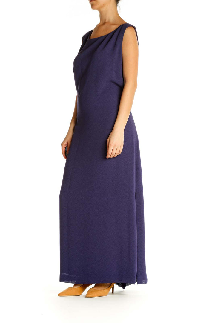 Purple Solid Cocktail Column Dress