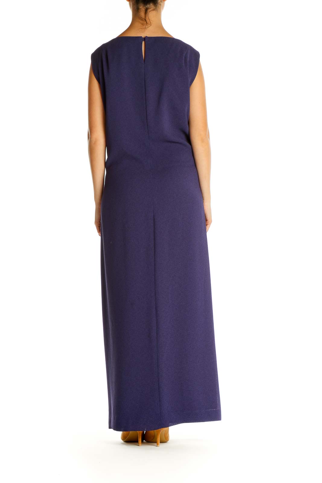 Purple Solid Cocktail Column Dress