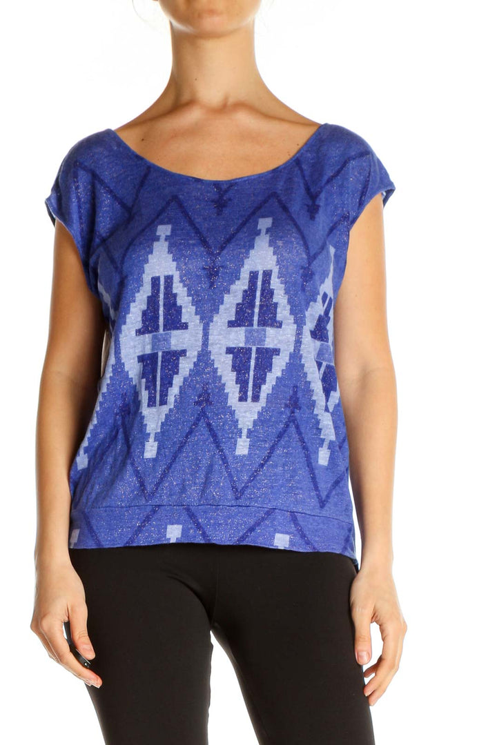 Blue Printed Bohemian T-Shirt