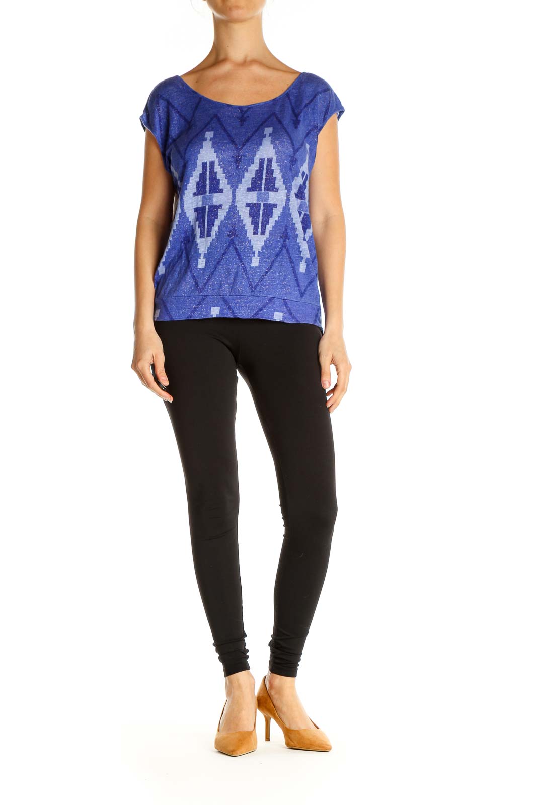 Blue Printed Bohemian T-Shirt