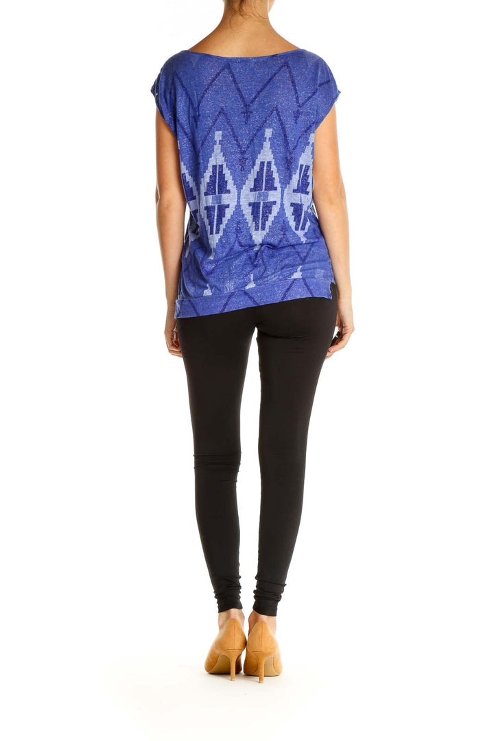 Blue Printed Bohemian T-Shirt