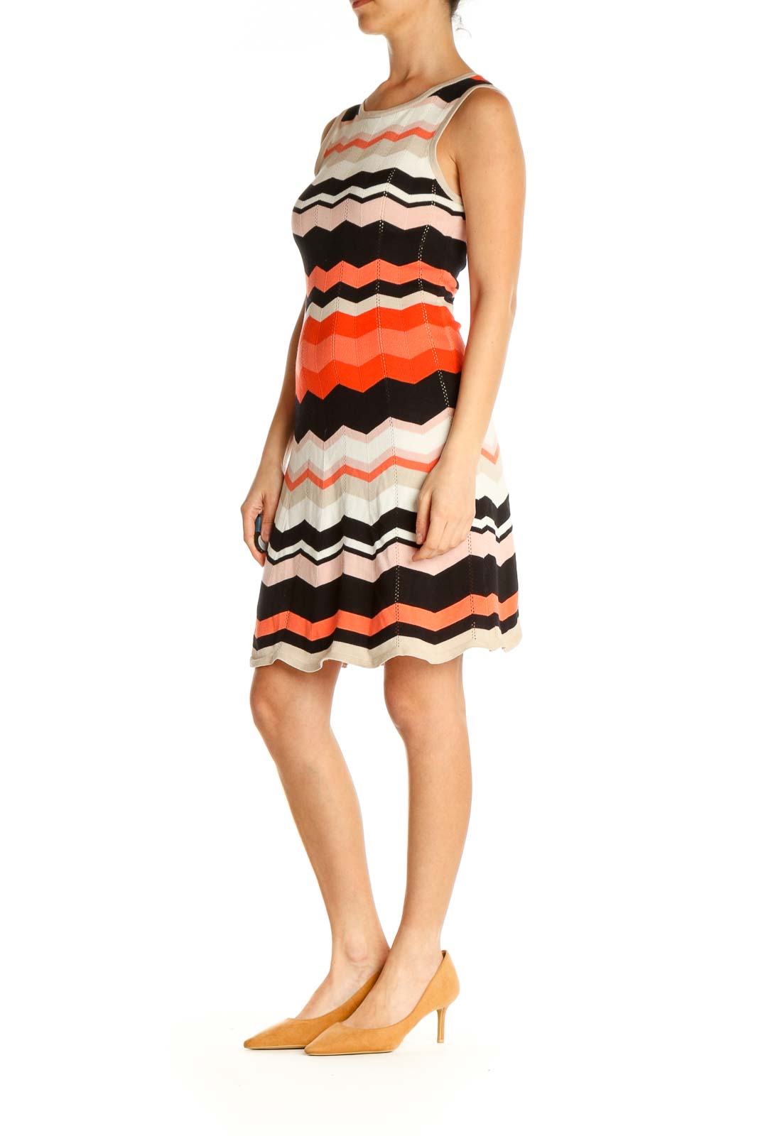 Orange Chevron Cocktail Sheath Dress