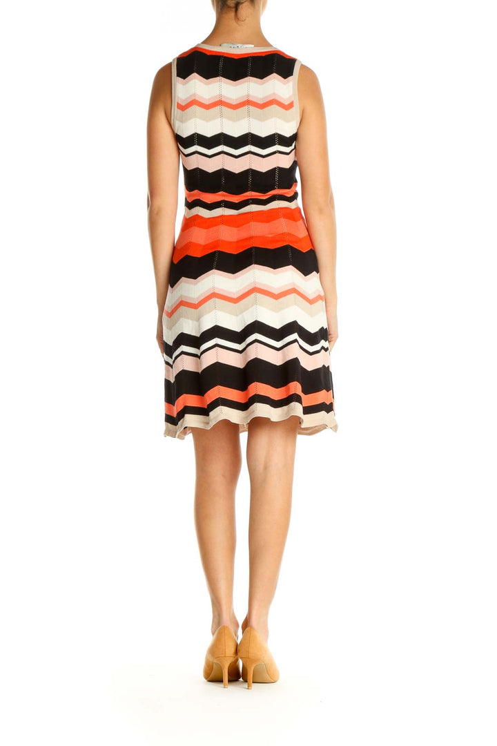 Orange Chevron Cocktail Sheath Dress