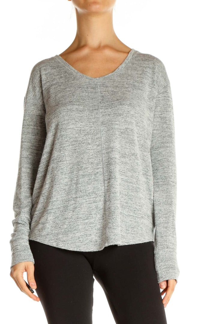 Gray Textured All Day Wear Sweater