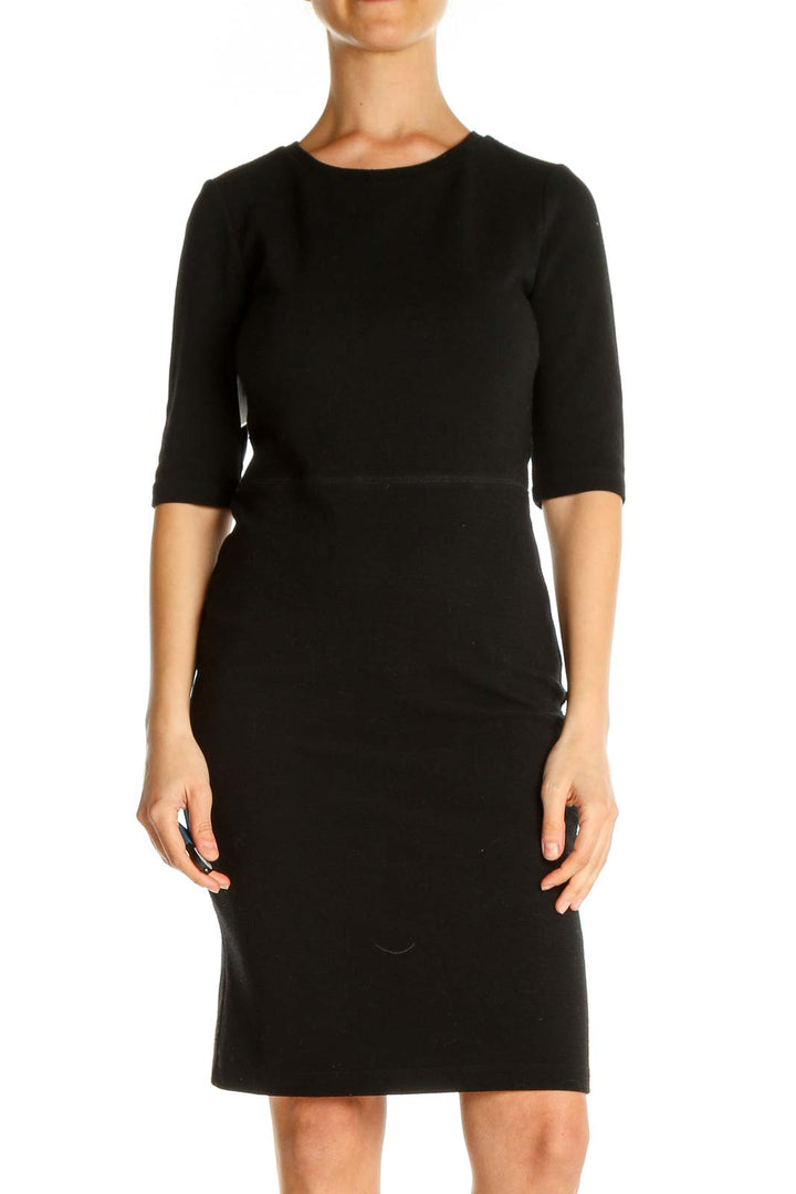 Black Solid Classic Sheath Dress