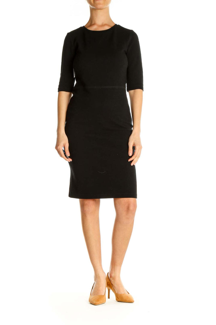 Black Solid Classic Sheath Dress