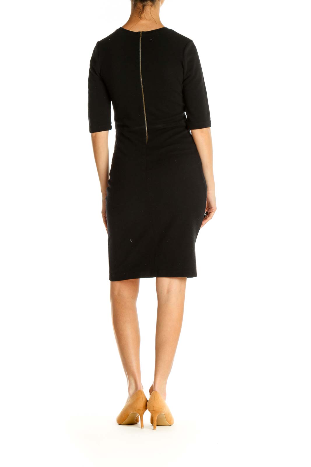 Black Solid Classic Sheath Dress