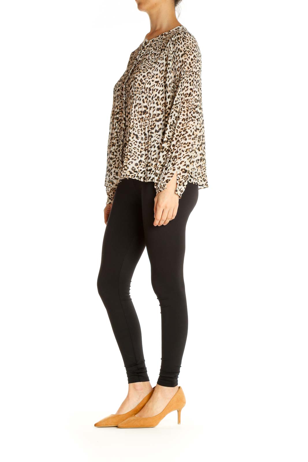 Beige Animal Print All Day Wear Blouse