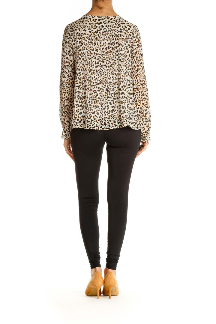 Beige Animal Print All Day Wear Blouse