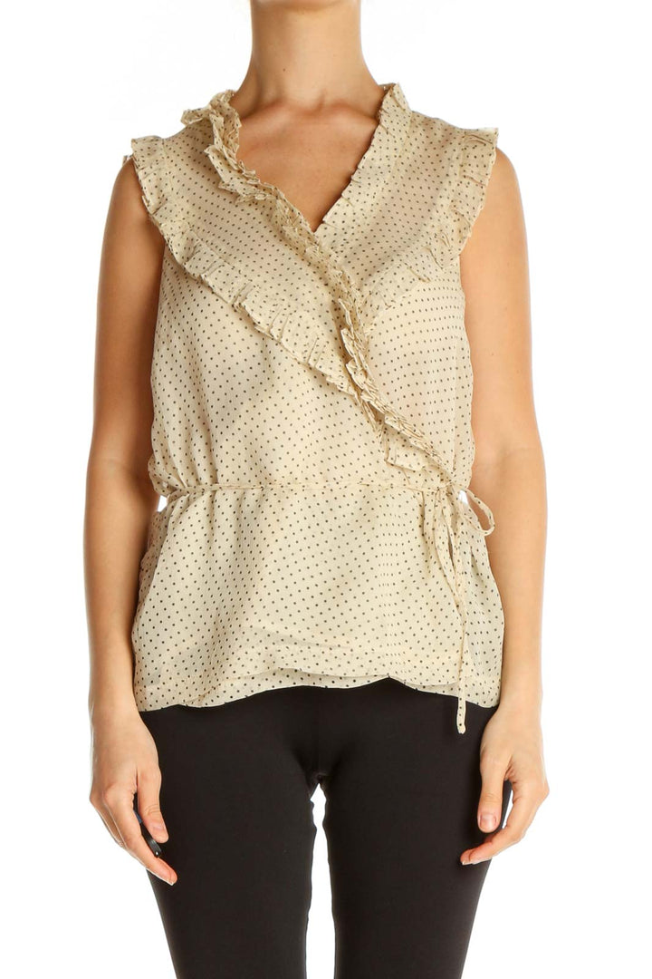 Beige Printed All Day Wear Blouse